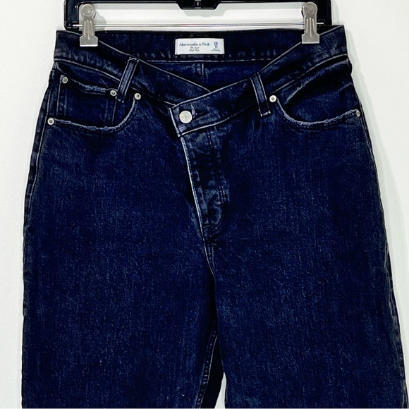 Abercrombie & Fitch The Dad High Rise Crisscross Waist Black Raw Hem Size 29 8 - Picture 7 of 10